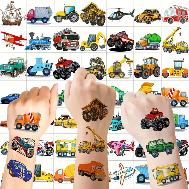 Kinder-Baufahrzeug Temporäre Tattoos, 50 Stück 2