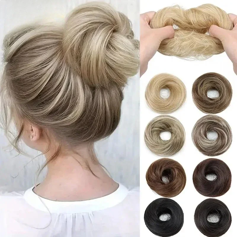 Synthetischer Messy-Donut-Haarknoten für Damen 2