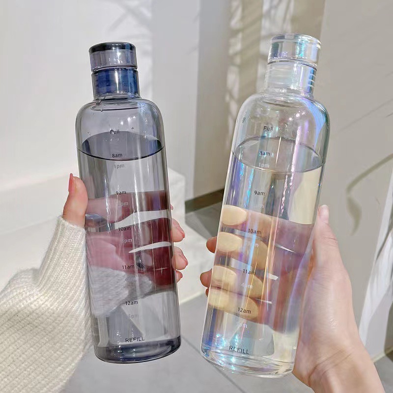 Kristall Glas Wasserflasche mit Zeitmarkierung 2