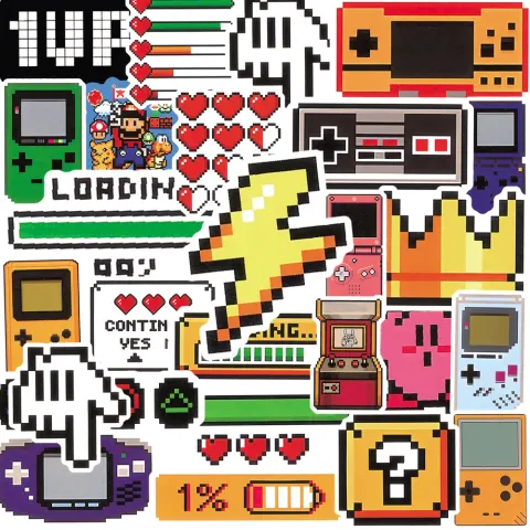 Retro-Gaming-Aufkleber-Set, 50 Stück