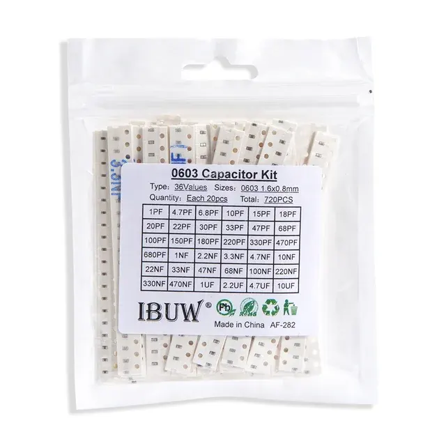 36-Werte SMD-Kondensator-Set 1pF–10µF 4