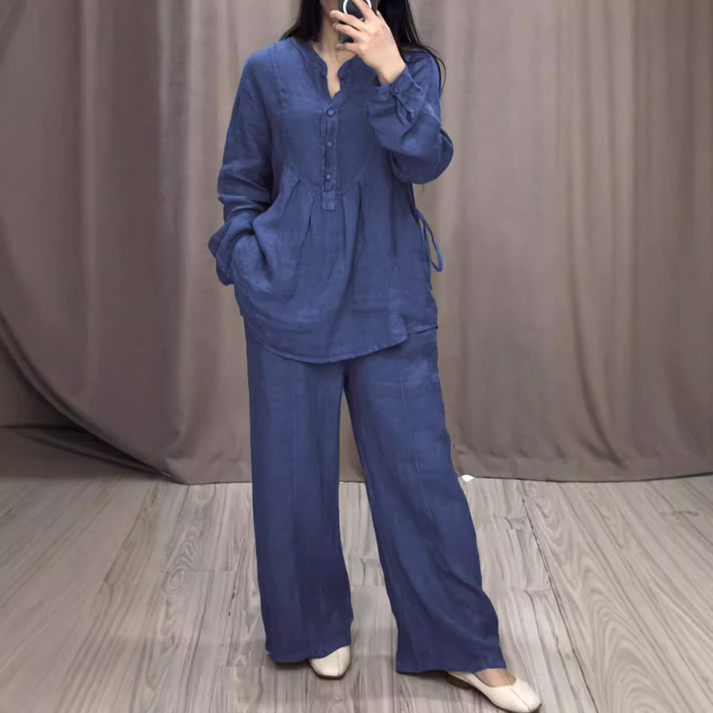 Leinen-Strickjacke-Set