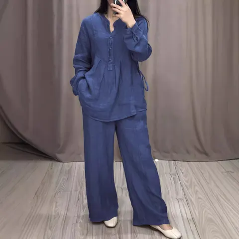 Leinen-Strickjacke-Set