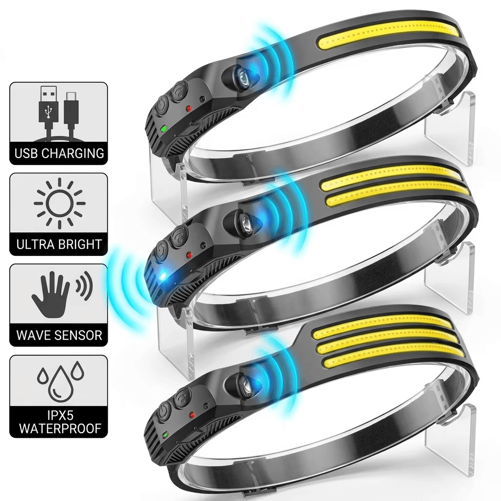 LED-Stirnlampe mit Bewegungssensor, USB-aufladbar 2