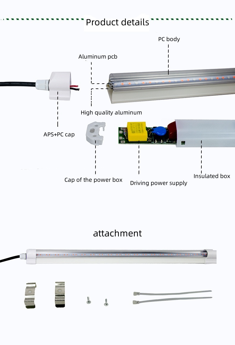 T8 IP65 Hydroponik LED Pflanzenlampe Vollspektrum 2