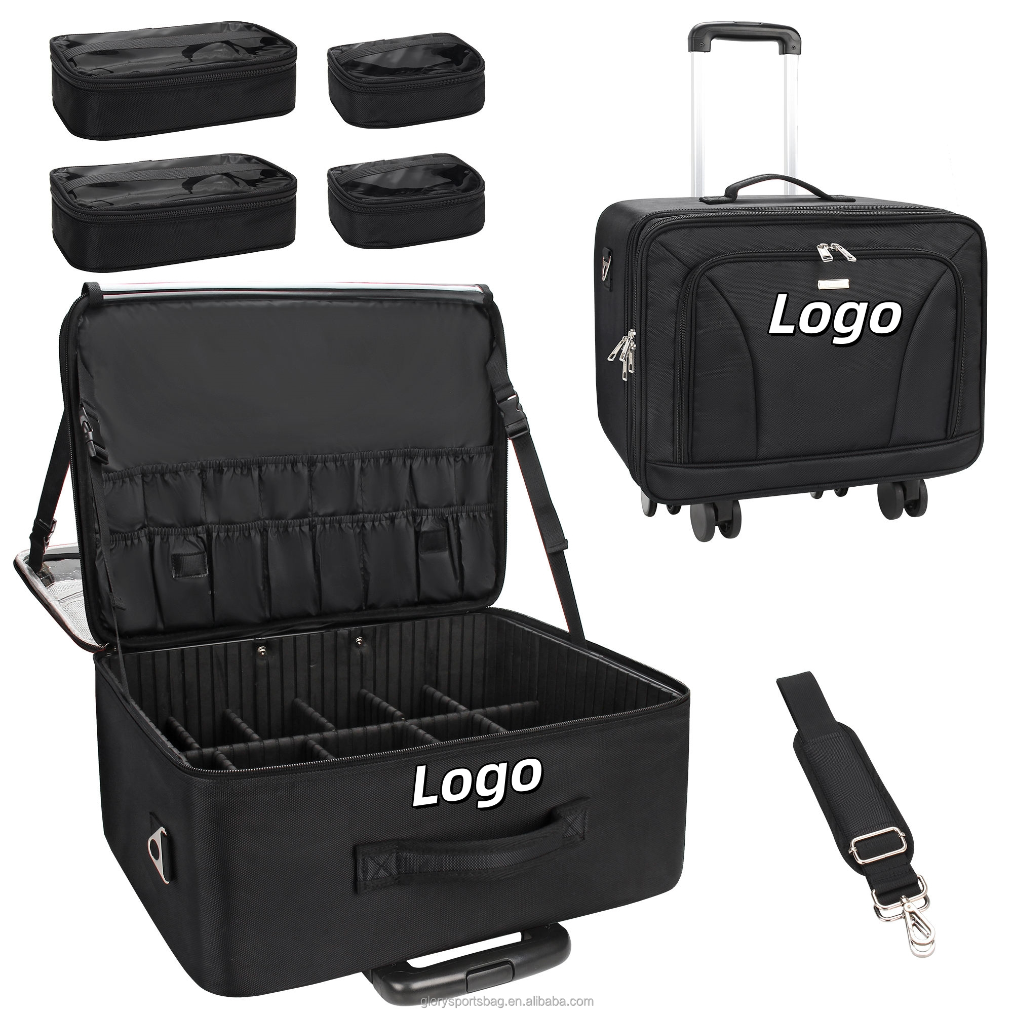 Nylon Rollkoffer Make-up Case mit 3 Ebenen