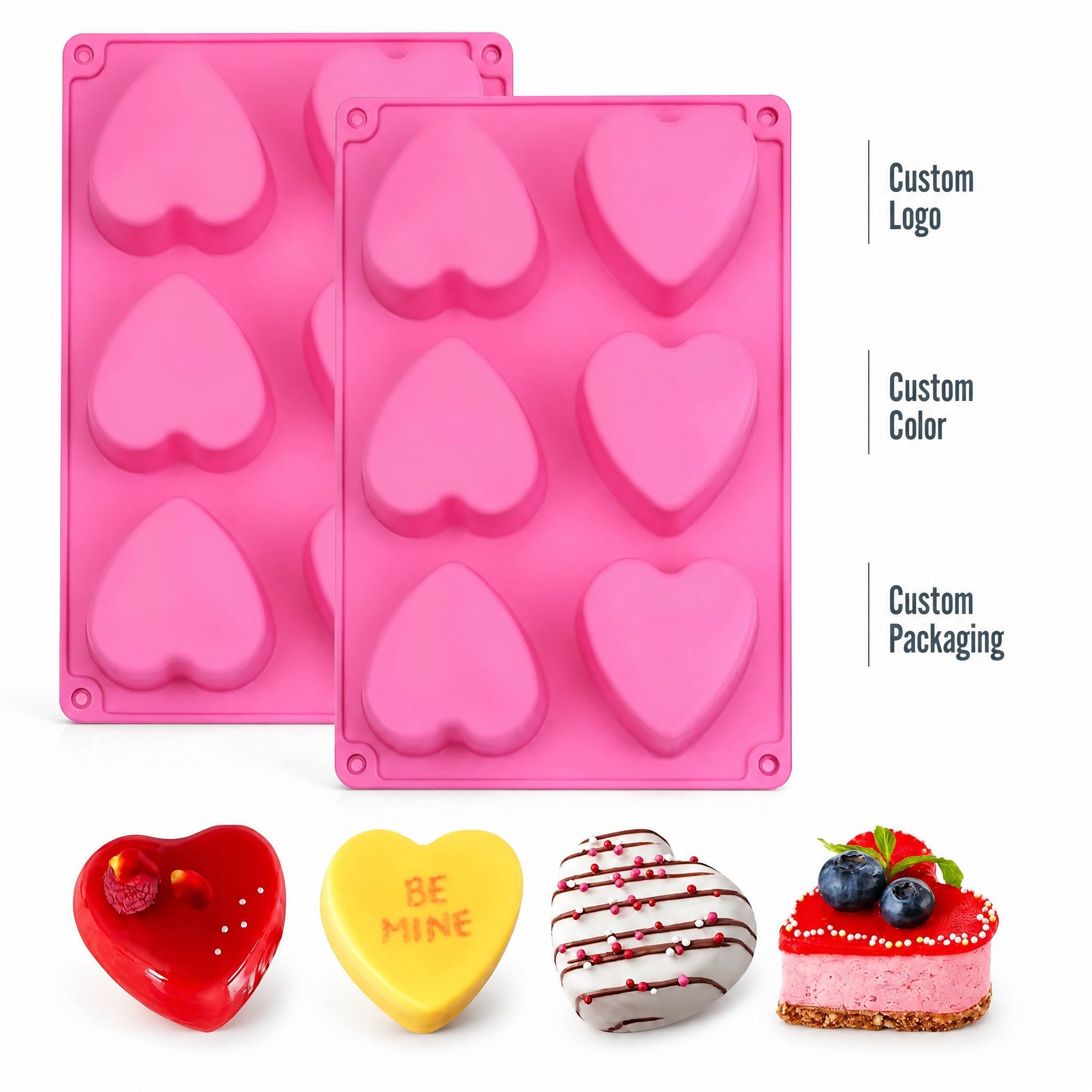 Herzförmige Silikonform für Kuchen und Seife