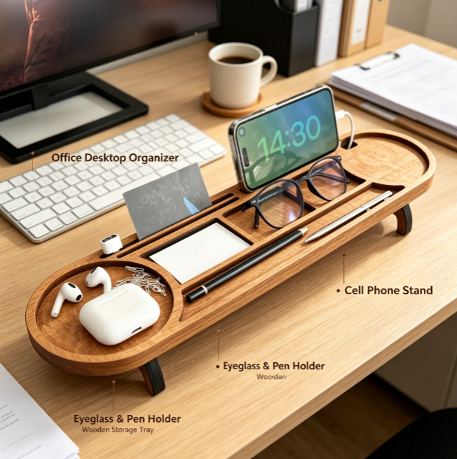 Holz Schreibtisch Organizer Mehrzweck für Büro 4