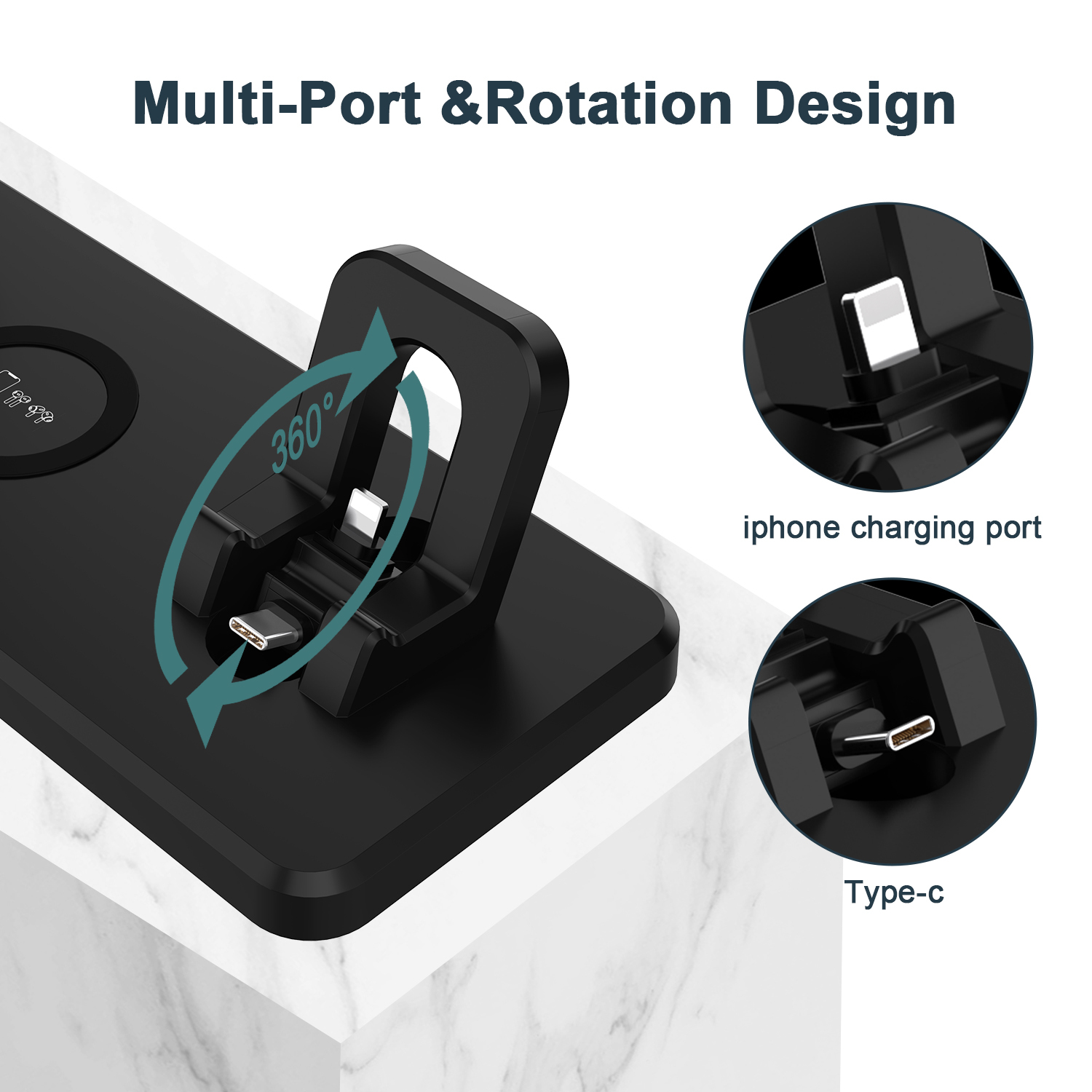 Faltbare 3-in-1 LED Ladestation Kabellos 4