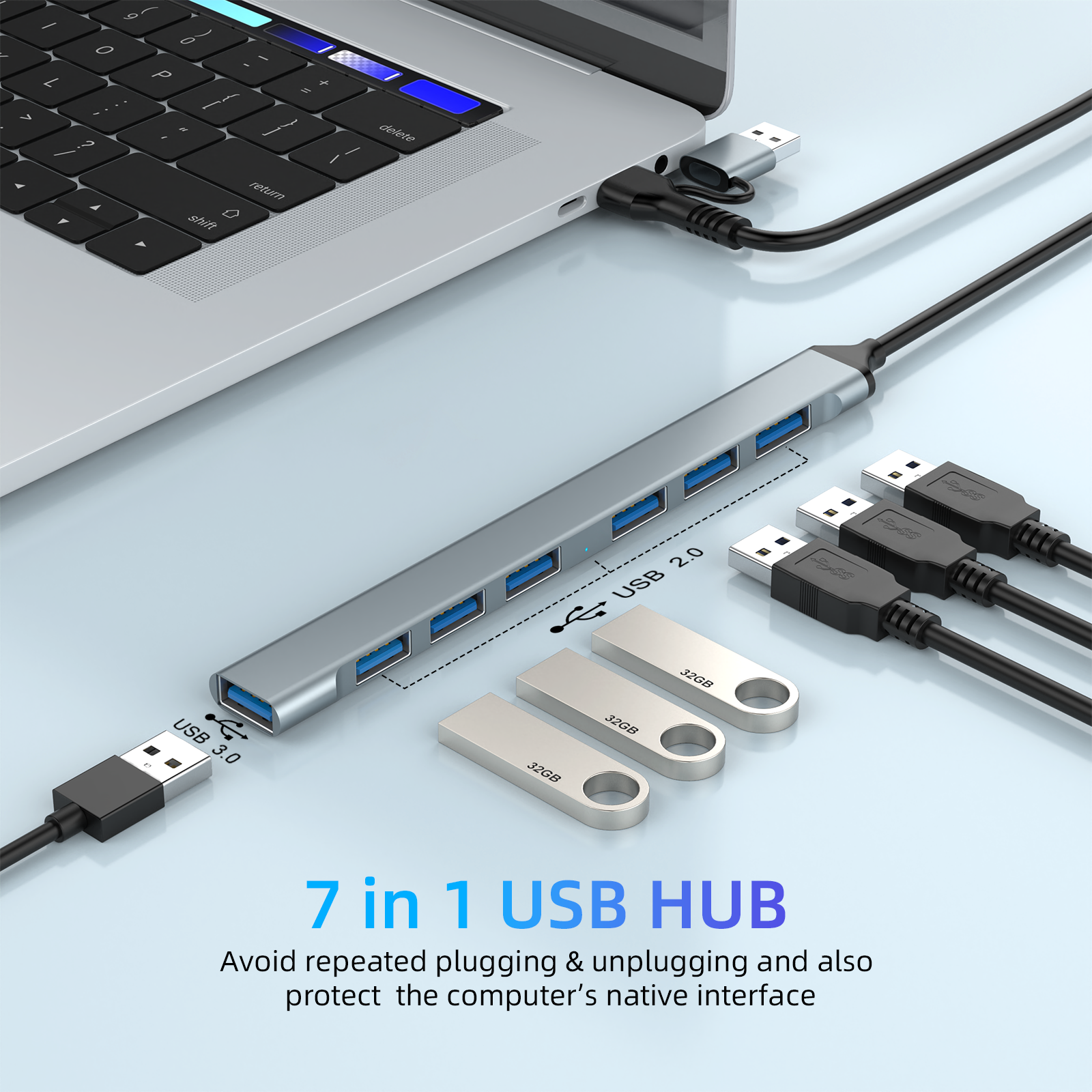 7-in-1 USB-C Hub aus Aluminium 2