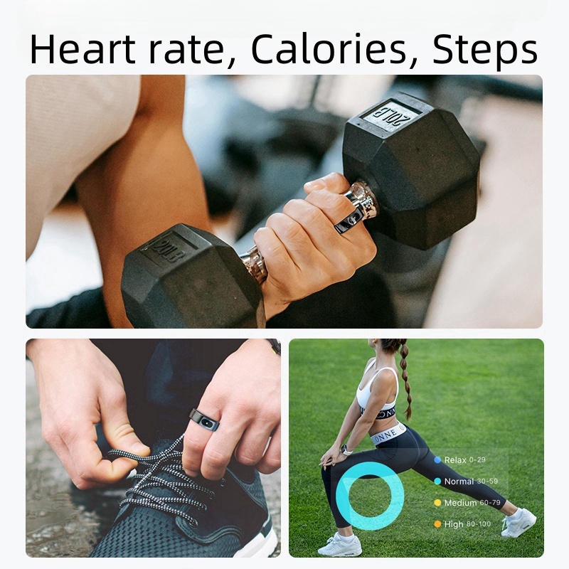 Silberner Zikr Smart Ring Körpertemperatur 4