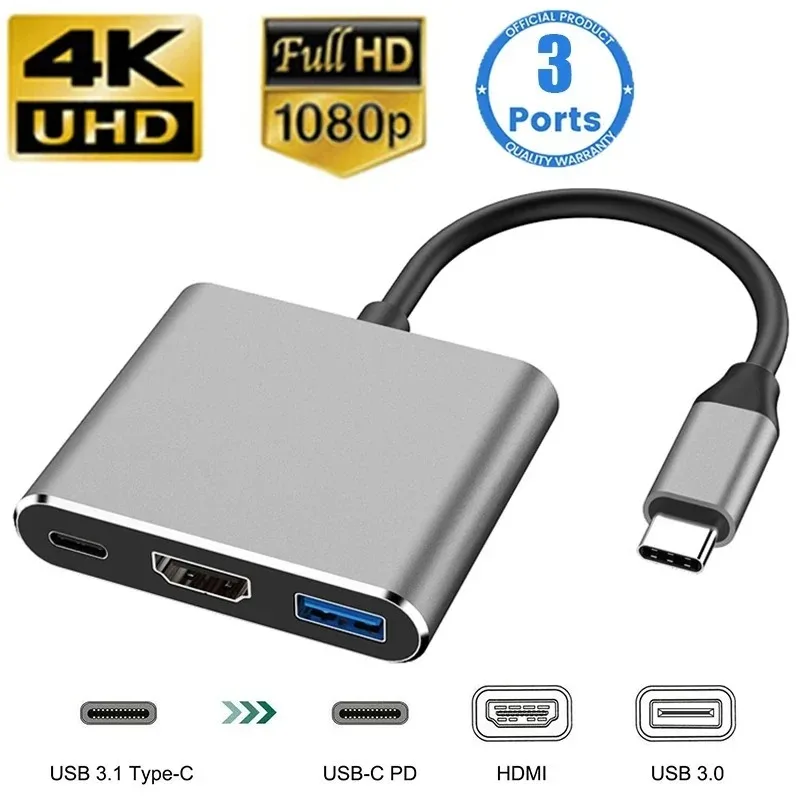USB-C-Hub 3-in-1 mit 4K-HDMI und PD 2