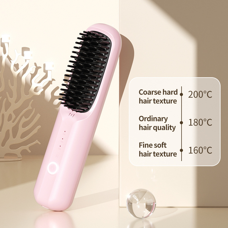 Pinke Keramik-Glätteträgerbürste, USB, kabellos 4