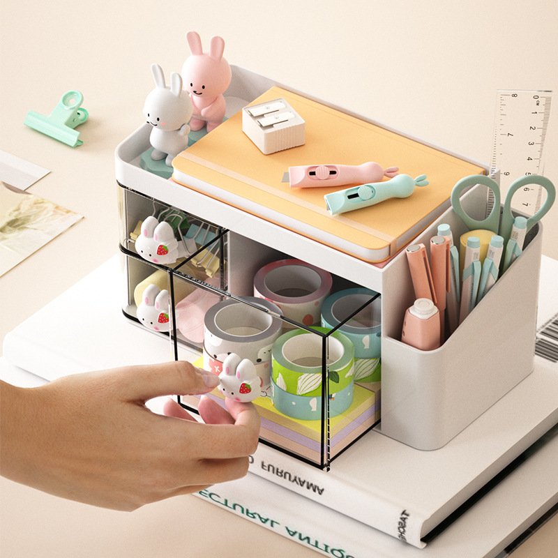 Schreibtisch Organizer mit Schubladen aus Kunststoff 4