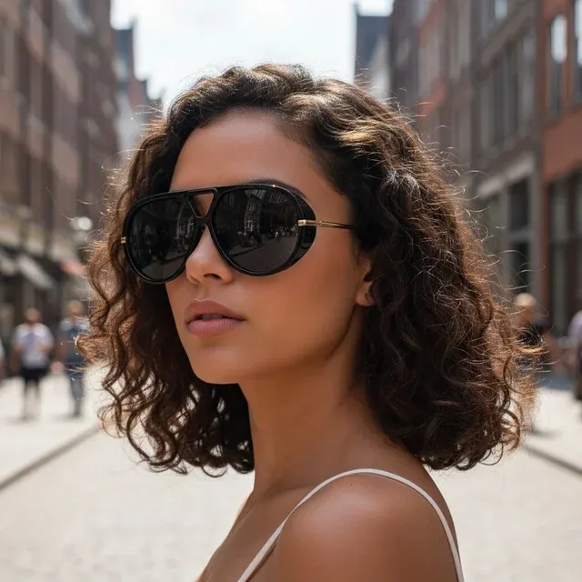 Übergroße schwarze Vintage-Sonnenbrille 4