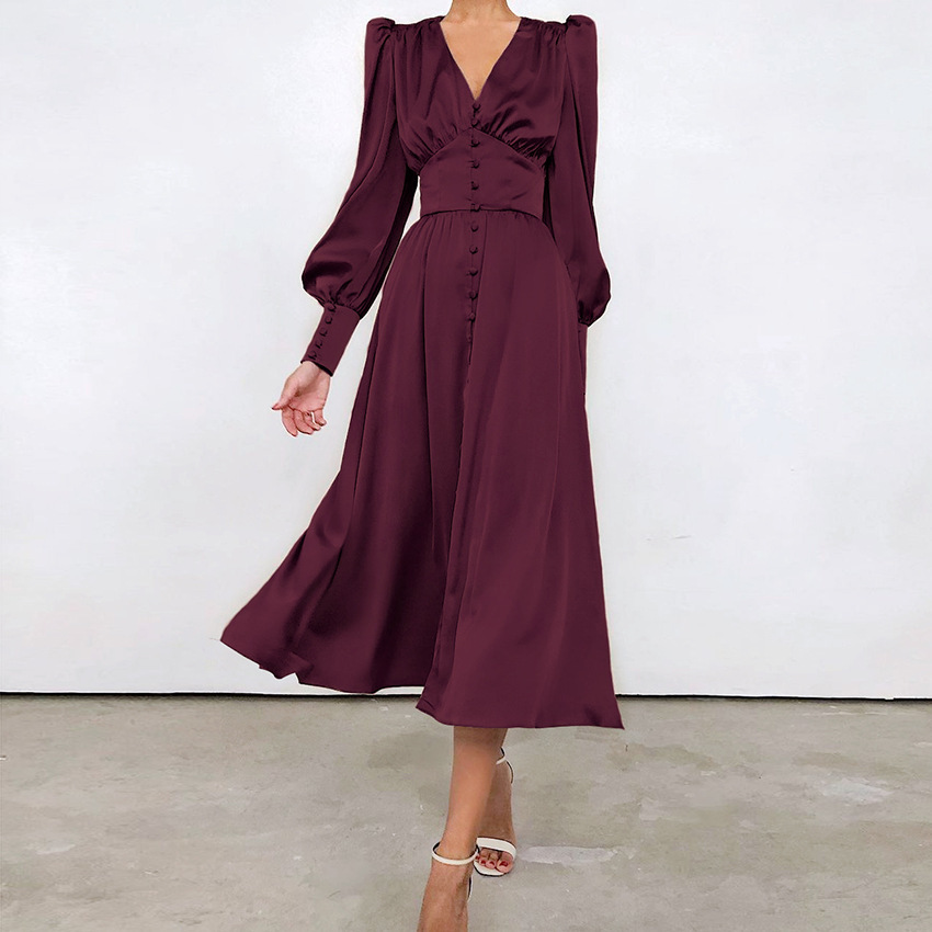 Kleid mit Laternenärmeln und Falten-Taille 2
