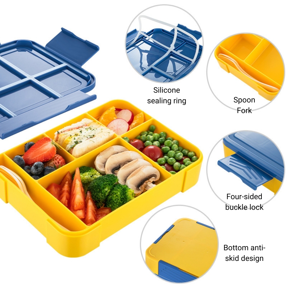 Silikon Bento Lunchbox mit Besteck für Kinder 4