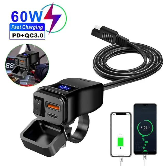 60 W Wasserdichtes Motorrad-USB-Ladegerät 2