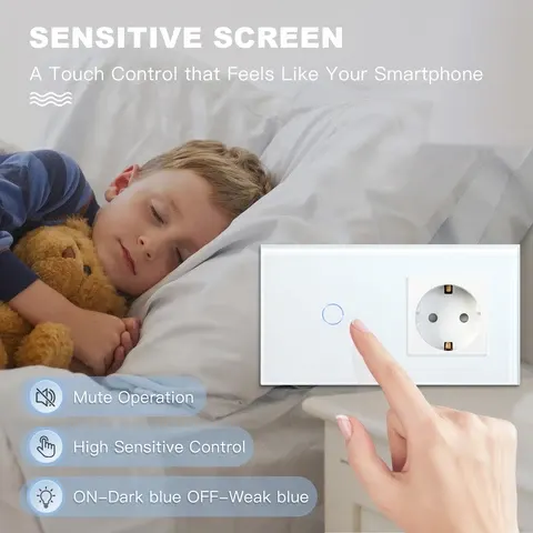 Touch-Lichtschalter mit USB-C-Steckdose, Weiß