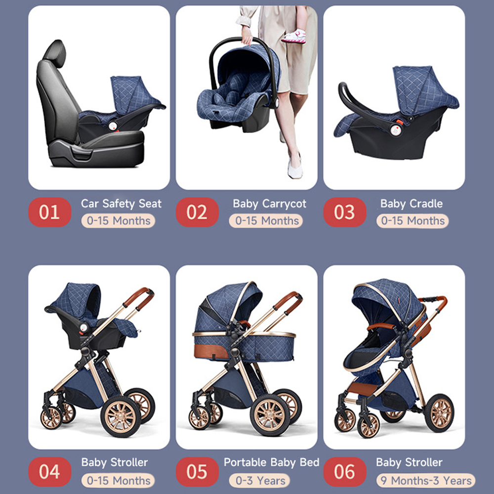 Faltbarer 3-in-1-Babykinderwagen mit Tragetasche 4
