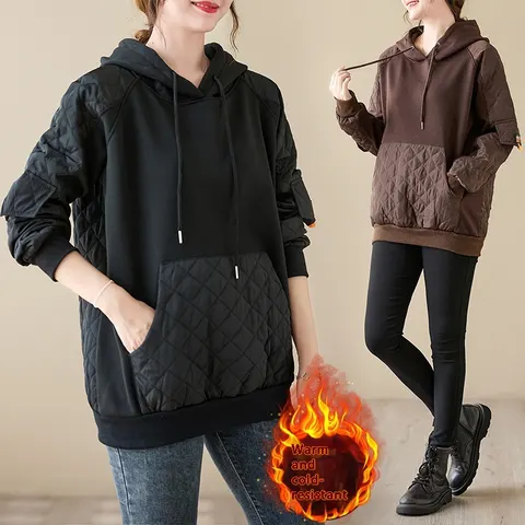 Damen Steppkapuzenpullover