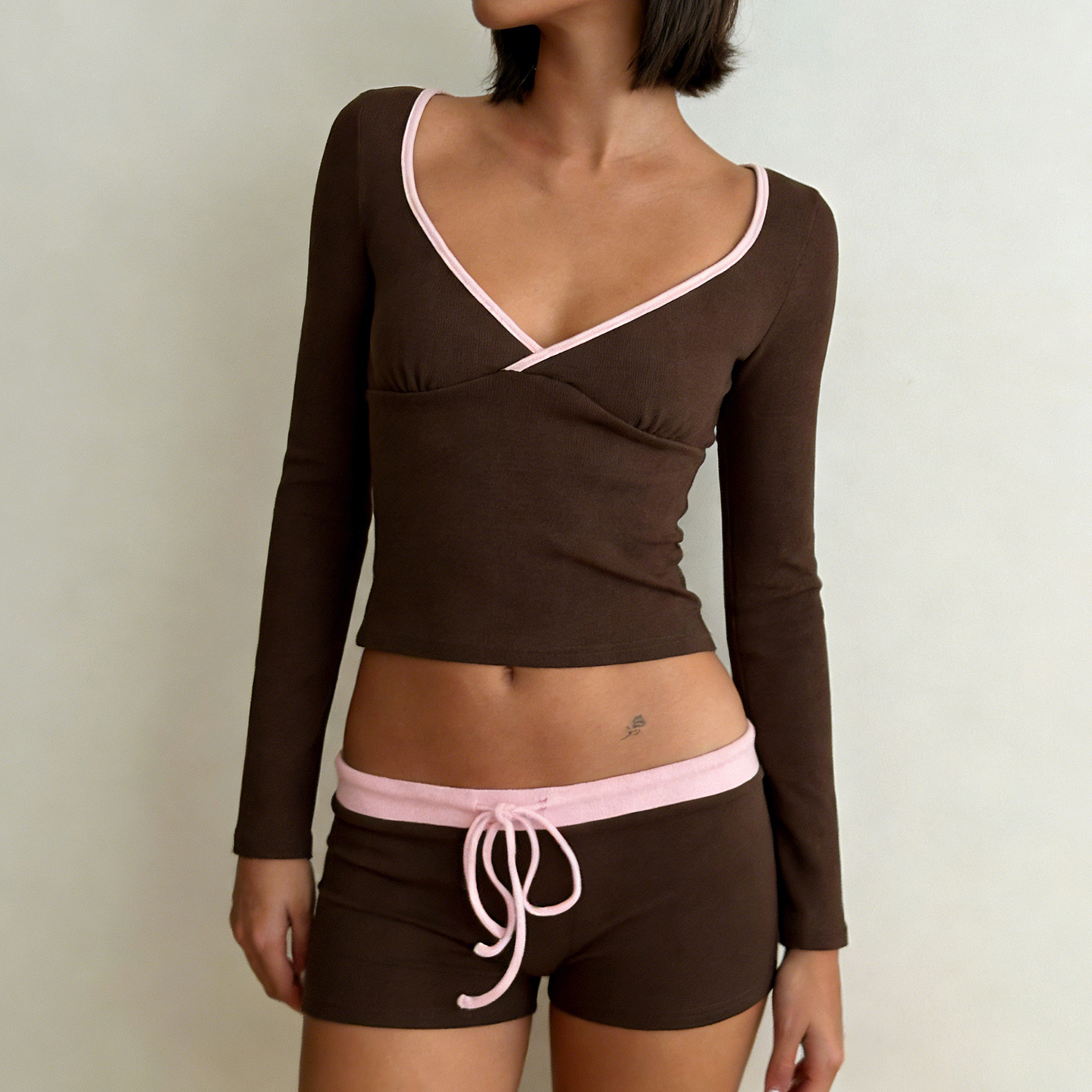 Damen Sport-Set aus Spitze und Rippstrick 3