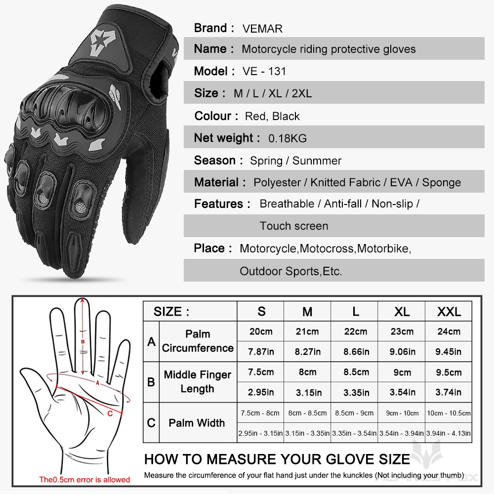 Touchscreen-Motorradhandschuhe mit Vollfinger 3