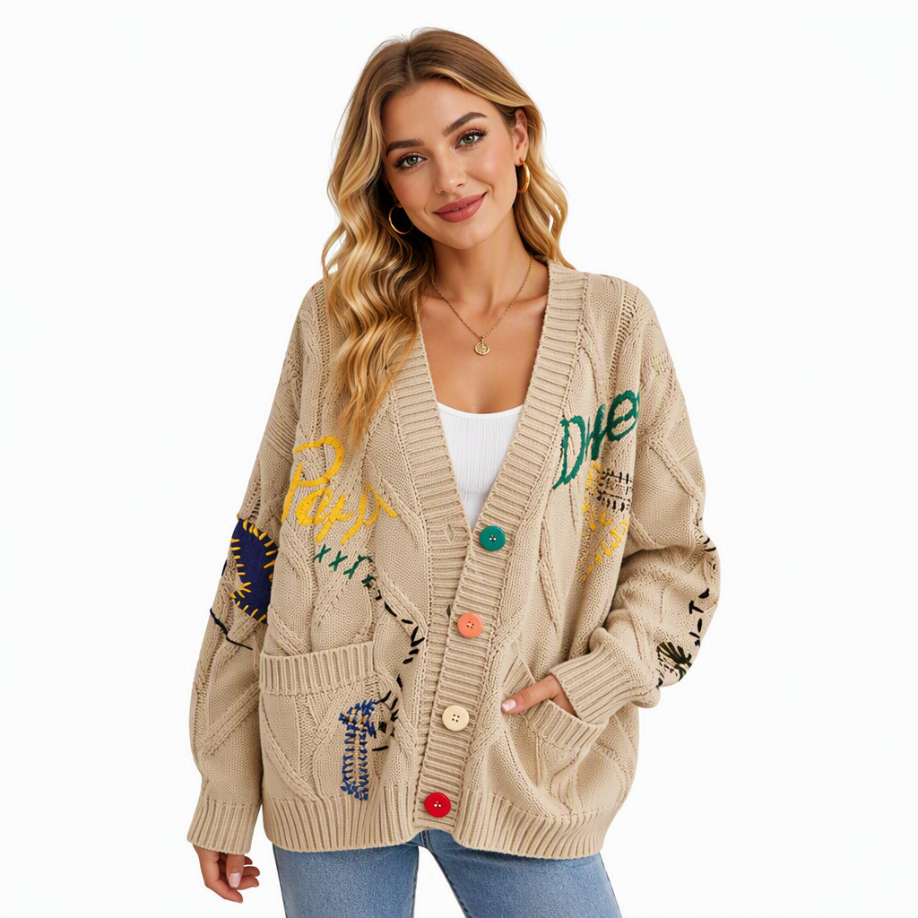 Leichte Chunky-Strickjacke für Damen
