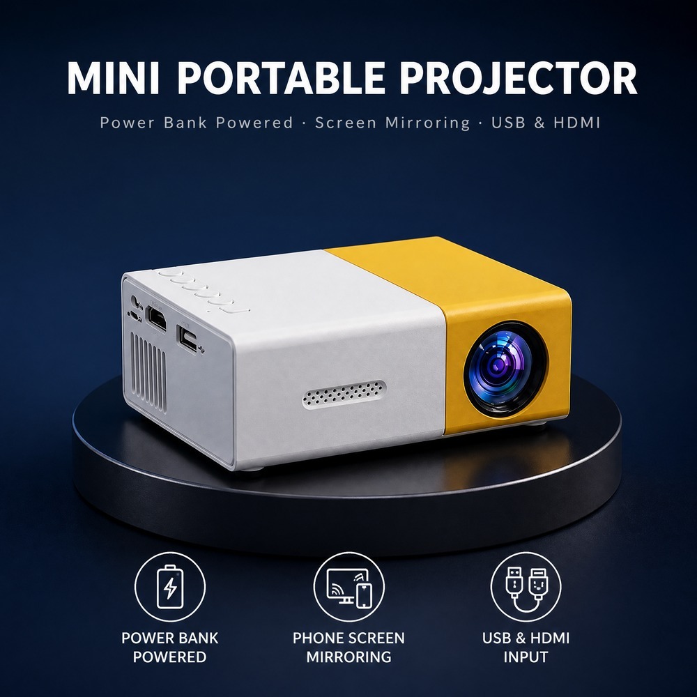 Akku-Mini-Taschenprojektor mit USB