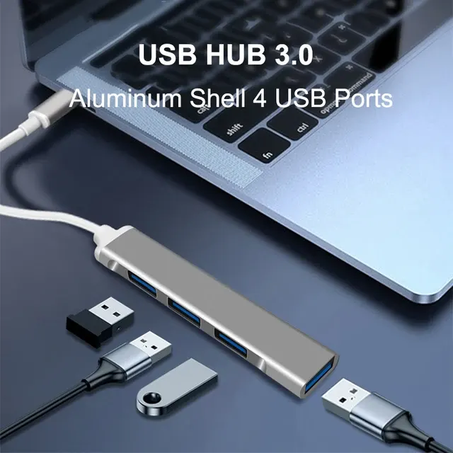 USB-C Hub mit 4 Anschlüssen für Laptop 3