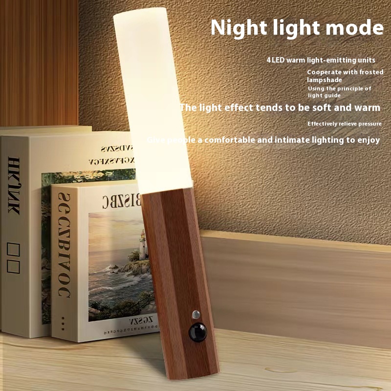 Holzmaserung LED Magnetwandleuchte mit Bewegungsmelder