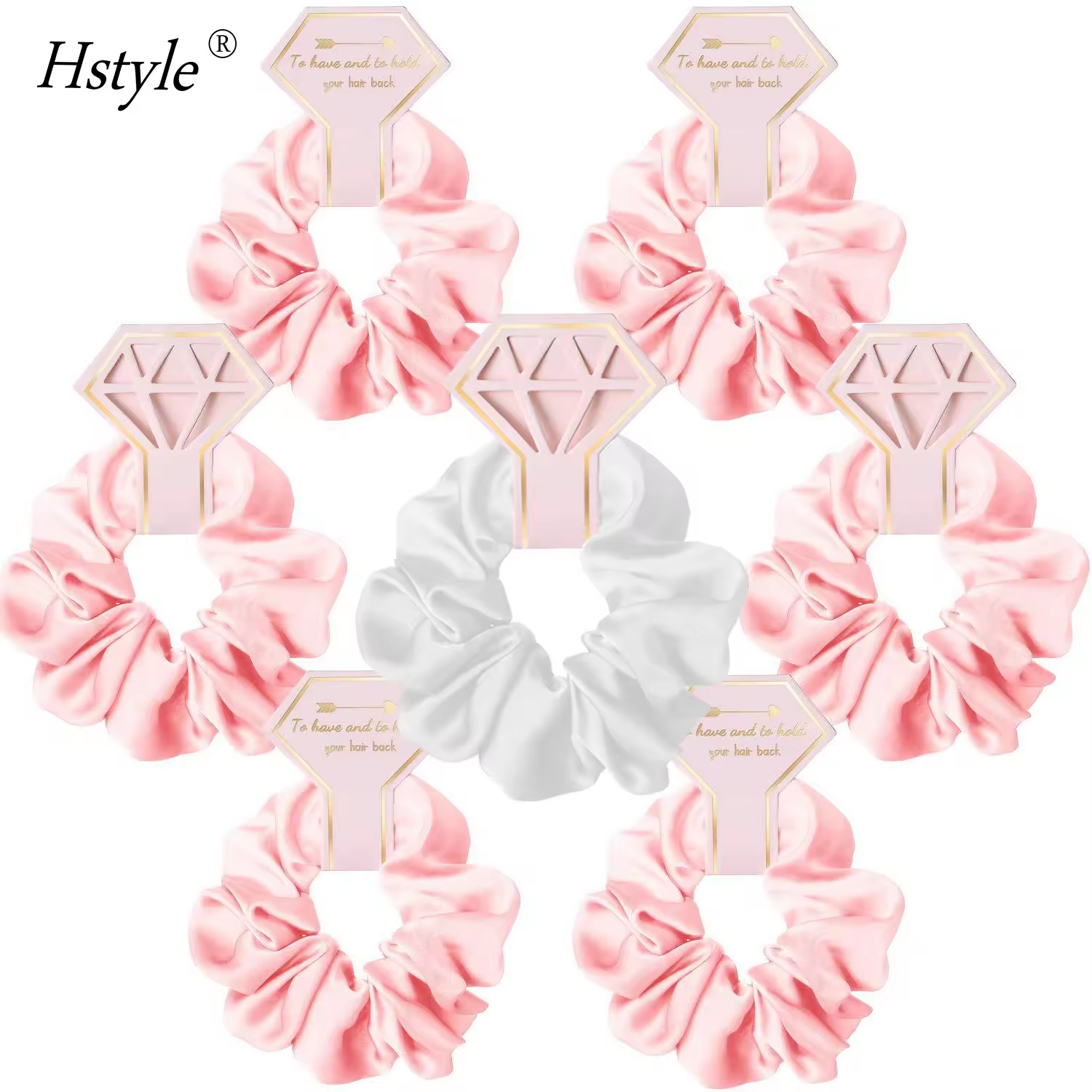 Satin-Haargummis Set, 4-teilig, Rosa 2