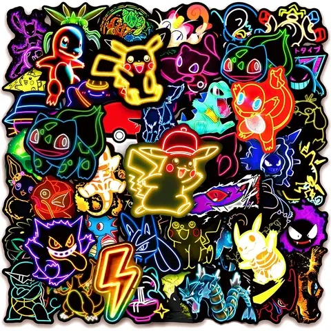 Neonlicht-Anime-Aufkleber, 50 Stück, ästhetisch