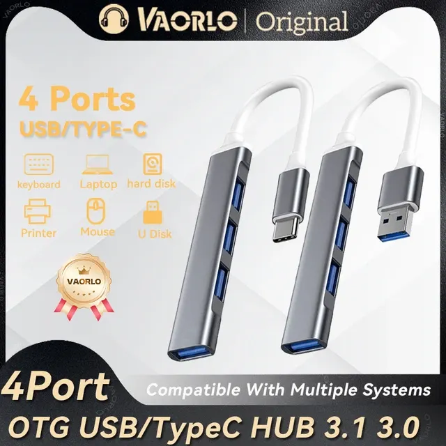 USB-C Hub mit 4 Anschlüssen für Laptop 2