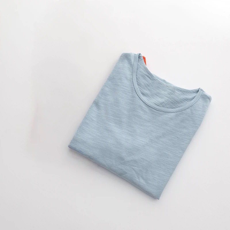 Unisex Slub-Baumwoll-Shirt Einfarbig 3