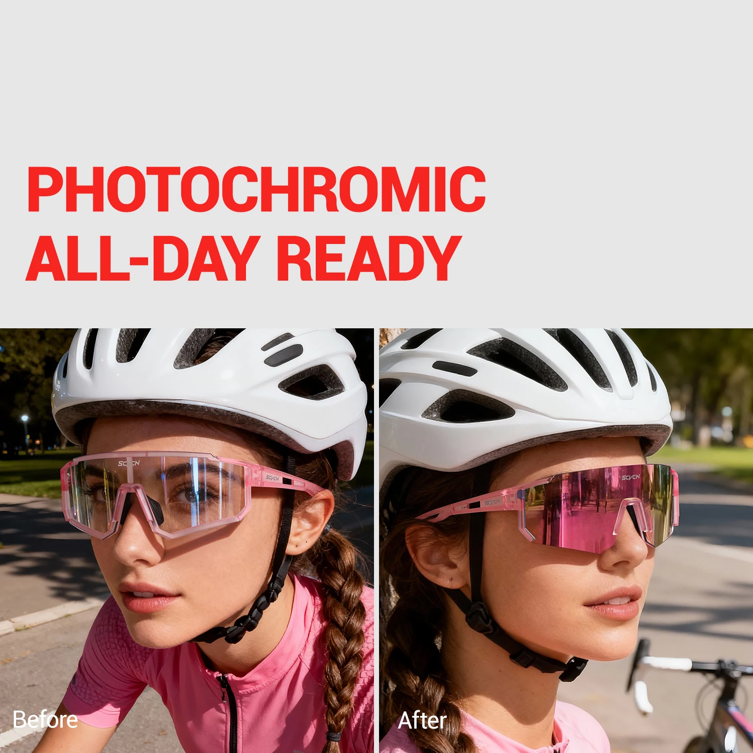 Rosa UV400 Fahrradbrille mit Sichtschutz 2