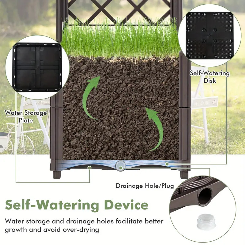 Braune Pflanzgitter-Hochbeet mit Drainage 4