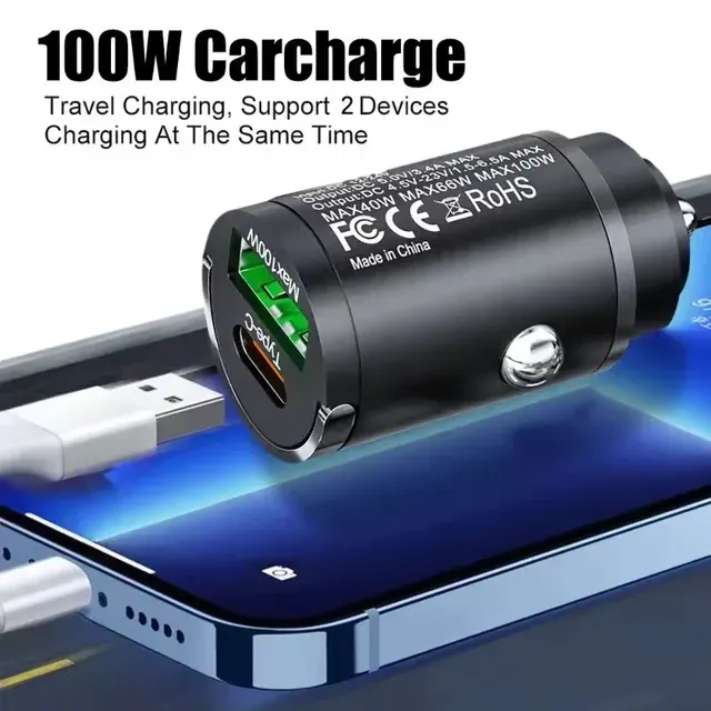 Mini-Typ-C-Autoladegerät 100 W, Dual-Port 3
