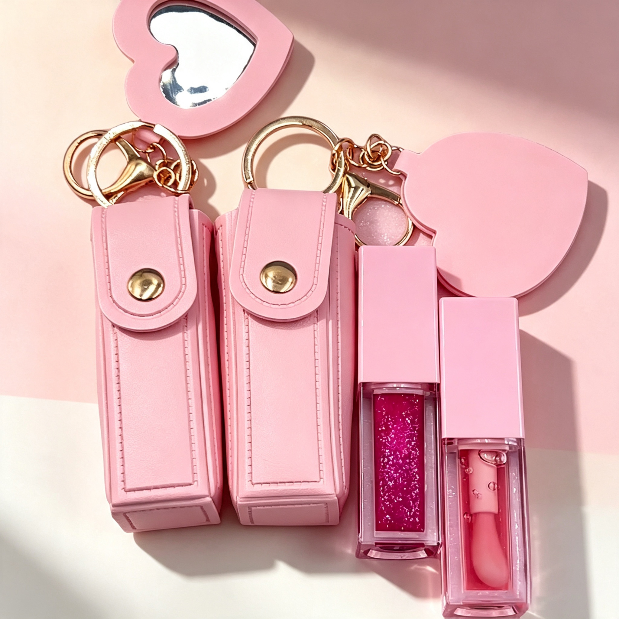 Lederne Lippenstift-Tasche mit Schlüsselanhänger 2