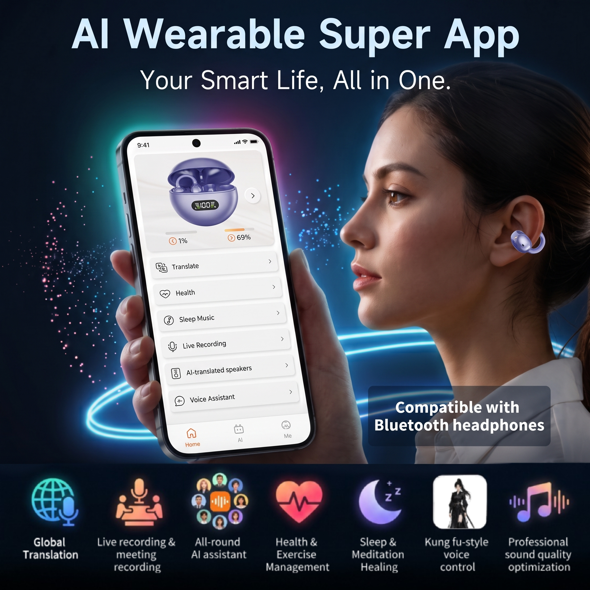 Kabellose Bluetooth-Kopfhörer mit Geräuschunterdrückung 3