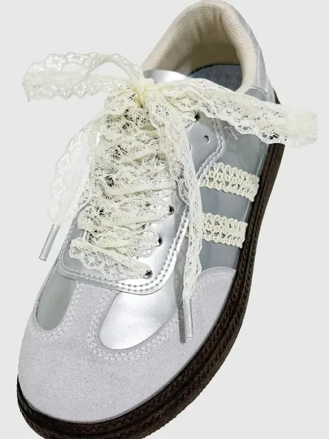 Schwarz-weiße Spitzen-Schnürsenkel für Sneaker, 1 Paar 4