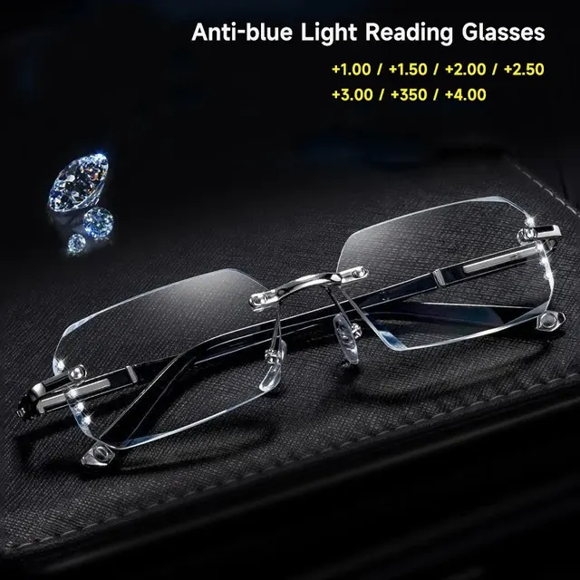 Randlose Diamant-Lesebrille mit Blaulichtfilter 2