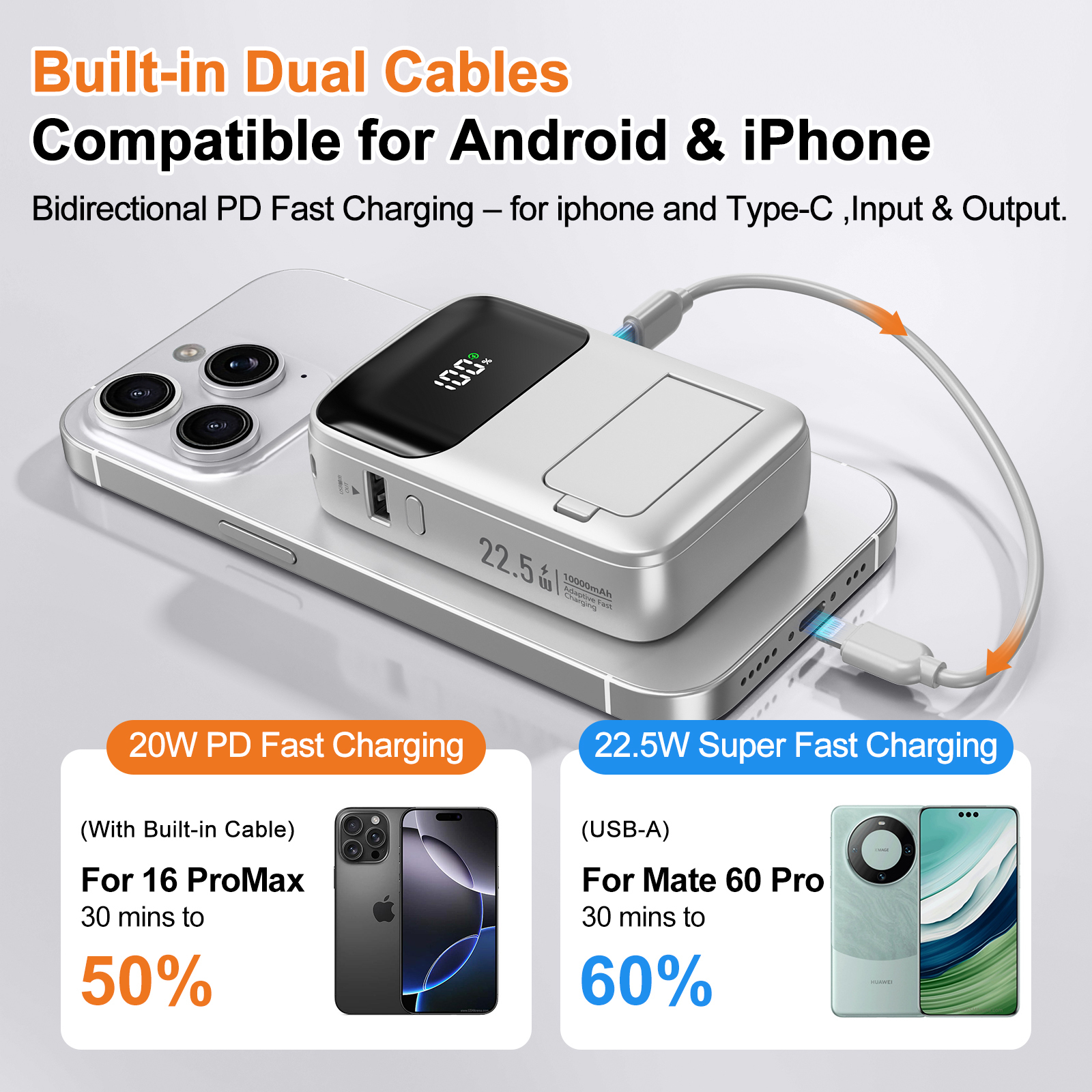Tragbare 10000mAh Magnetische Powerbank 22,5W 2