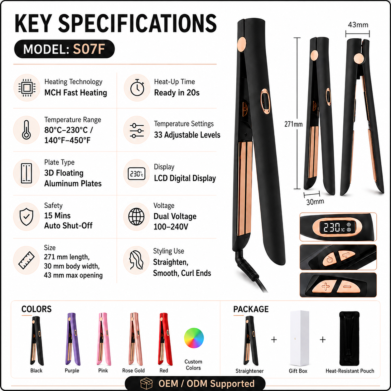 Keramik Haarglätter Lockenstab 2-in-1 Multi-Styler 3