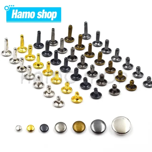 100er Set Metall-Doppelkappen-Nieten 5-15 mm 1