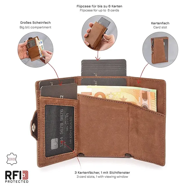 Pop-Up-Echtleder-Kartenetui mit RFID 2