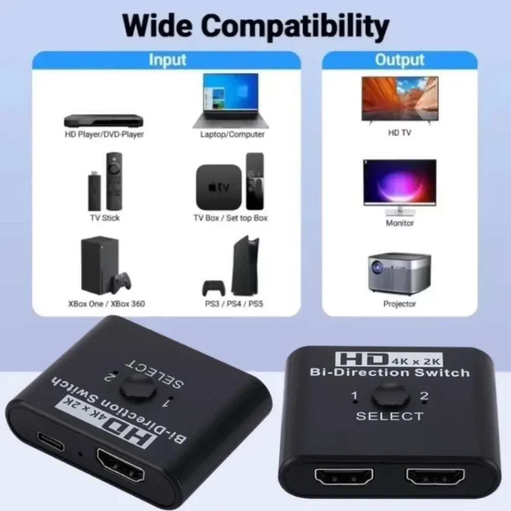8K-HDMI-Umschalter, bidirektional, 2-Port 4