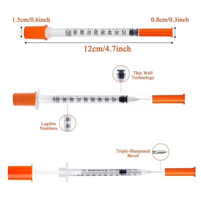 Orange Insulinspritzen 1 ml, 100 Stück 4