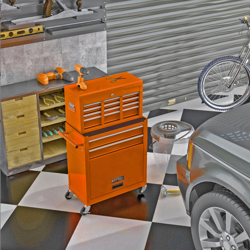 Rollbare Werkzeugbox mit Schubladen 3