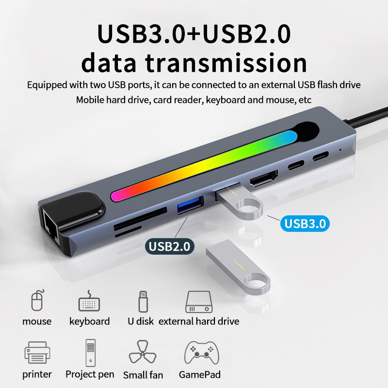 RGB 8-in-1 USB-C Hub mit 4K-Display 3